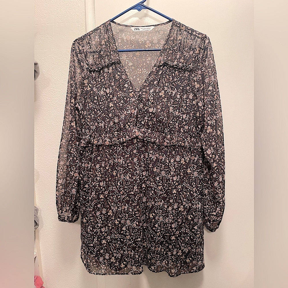 Zara babydoll floral dress top blouse sz. S